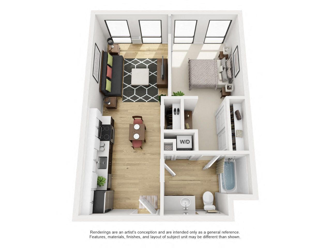 LL Hawkins 1 Bed 1 Bath A Floor Plan